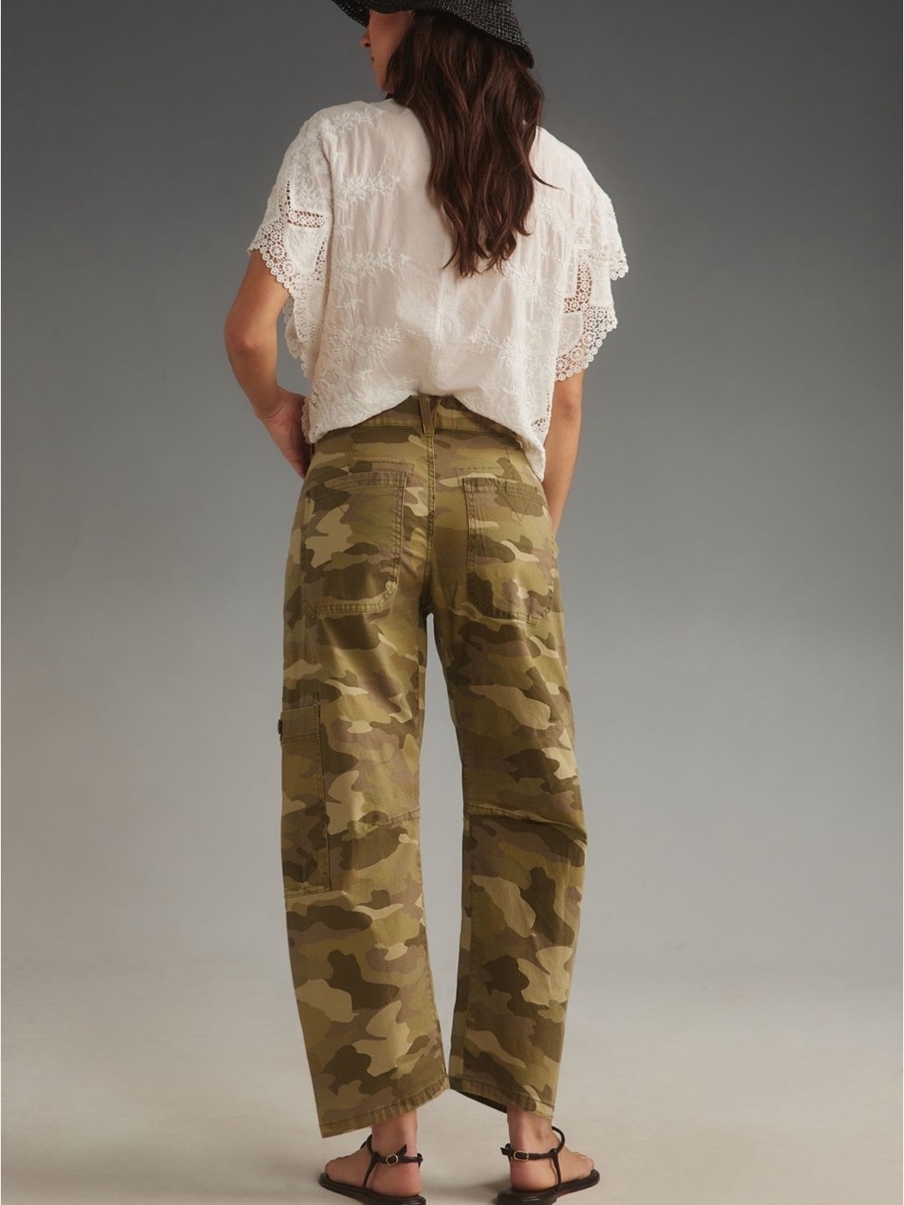 Pilcro Olive Camo Wide-Leg Utility Pants - Picture 3 of 4
